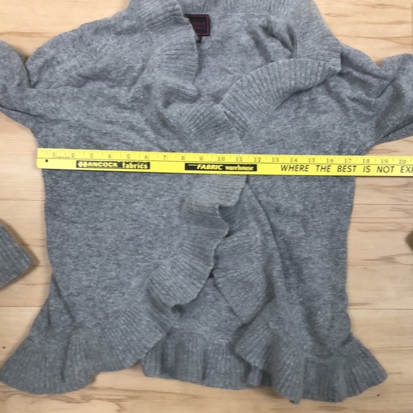 Colour Works Ruffle Gray Soft Angora Wool Cardigan - Picture 12 of 13